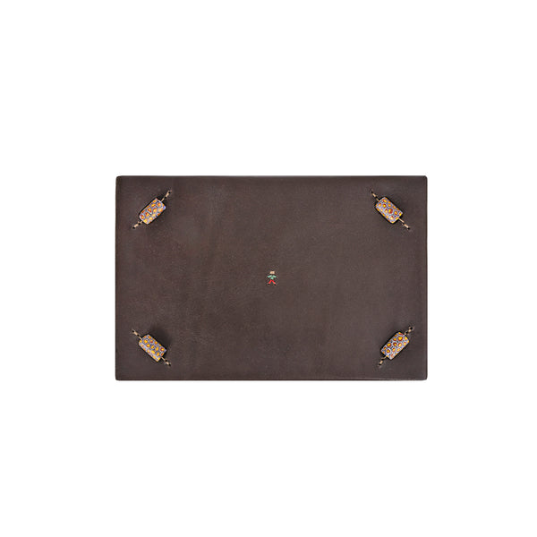 Henry Beguelin Rectangular Cuoio Leather Box Dado Murrine Ebony