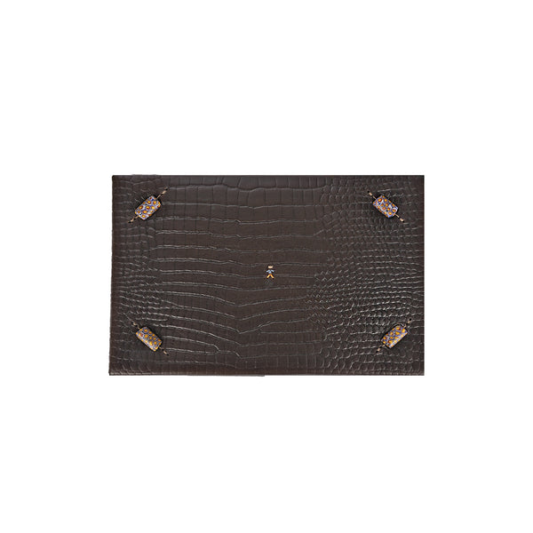 Henry Beguelin Rectangular Printed Crocodile Leather Box Dado Murrine Ebony