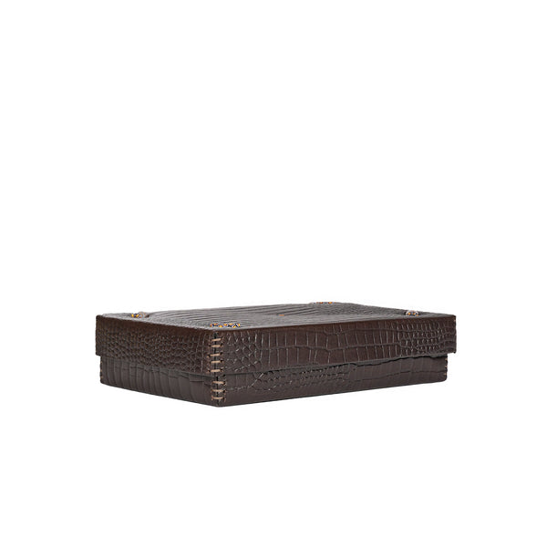 henry beguelin Rectangular Printed Crocodile Leather Box Dado Murrine Ebony