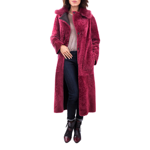 Henry Beguelin Reversible Coat Merinillo Pacaja Dark Brown / Fuchsia
