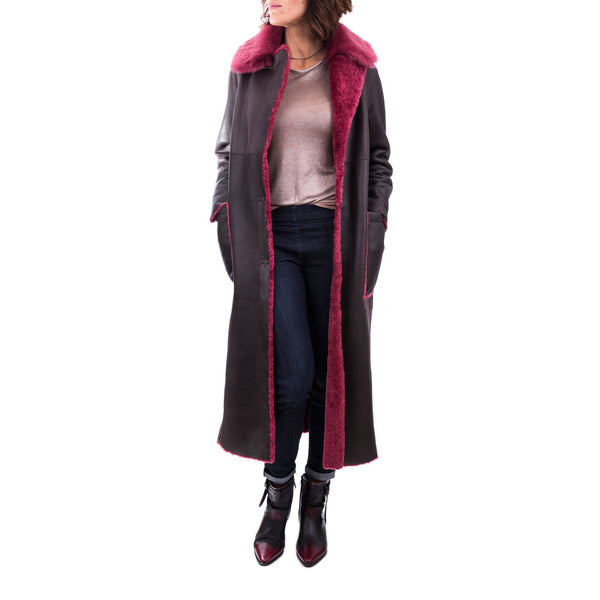 henry beguelin Reversible Coat Merinillo Pacaja Dark Brown / Fuchsia