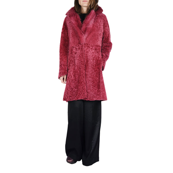 Henry Beguelin Reversible Shearling Coat Dark Brown / Red