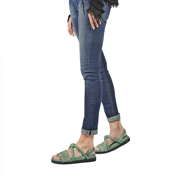 Henry Beguelin Sandal Intreccio Nodo Madreperla Green