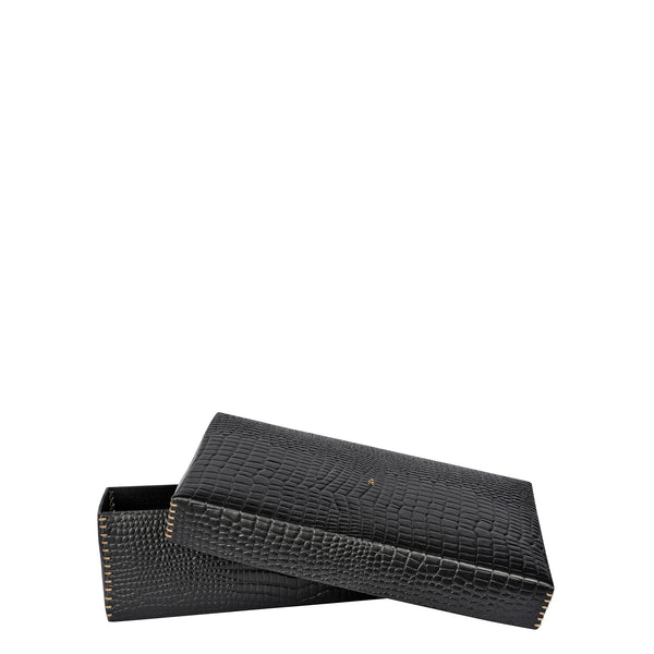 Henry Beguelin Scatola Liscia L Printed Crocodile Black