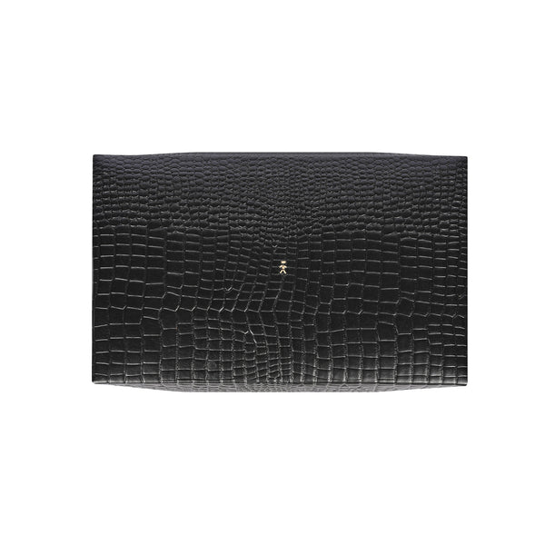 Henry Beguelin Scatola Liscia L Printed Crocodile Black