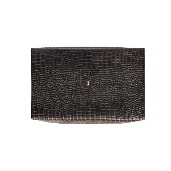 Henry Beguelin Scatola Liscia L Printed Crocodile Brown