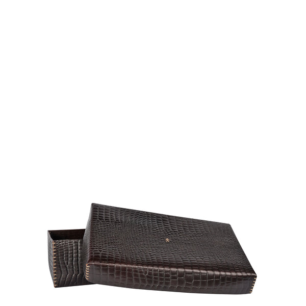 Henry Beguelin Scatola Liscia L Printed Crocodile Brown