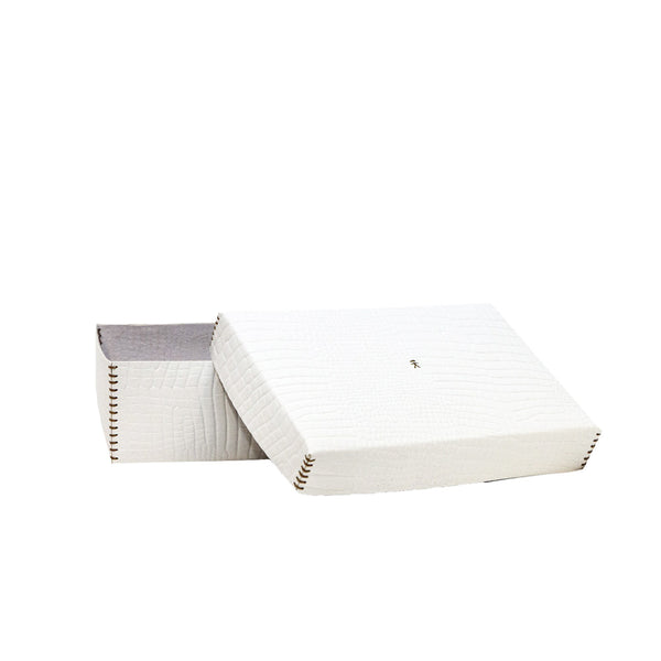 Henry Beguelin Scatola Liscia L Printed Crocodile White