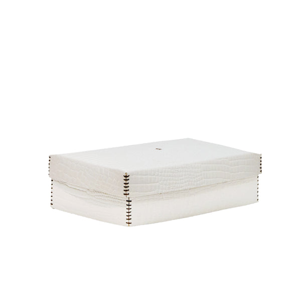 henry beguelin Scatola Liscia L Printed Crocodile White