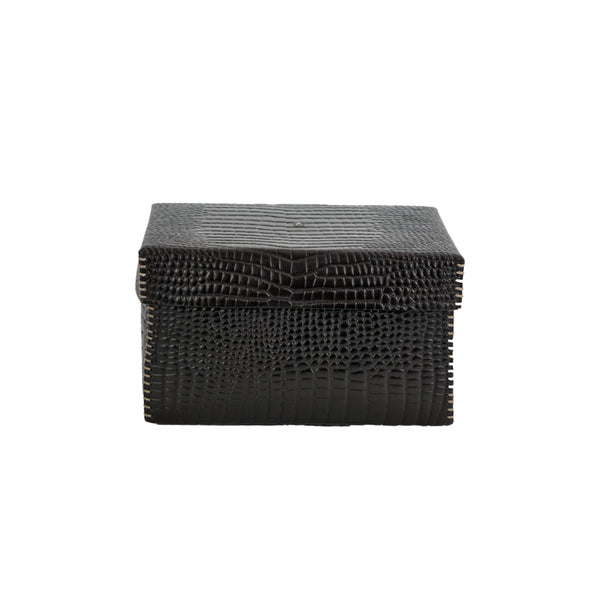 Henry Beguelin Scatola Liscia M Printed Crocodile Black