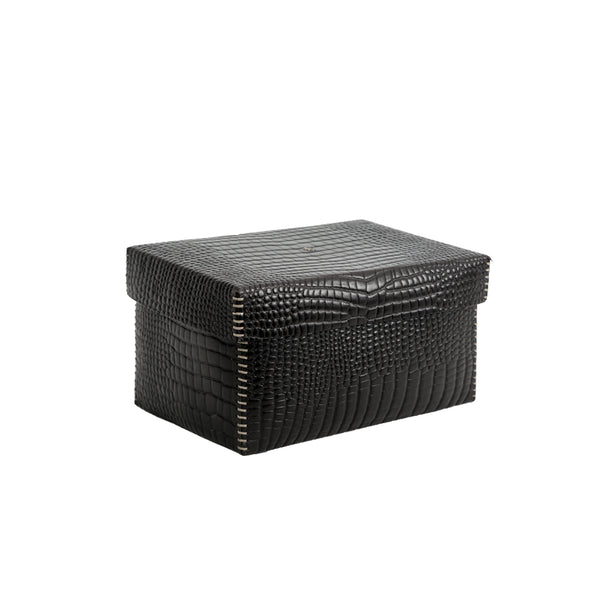 henry beguelin Scatola Liscia M Printed Crocodile Black