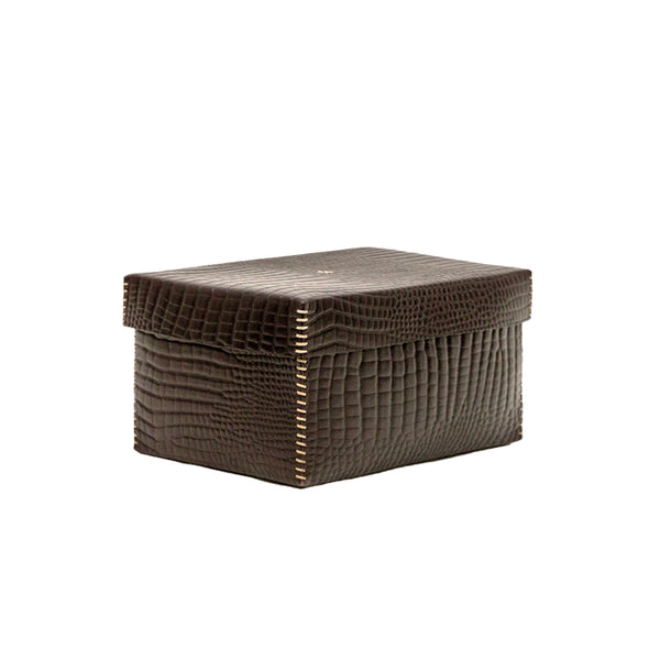 henry beguelin Scatola Liscia M Printed Crocodile Brown