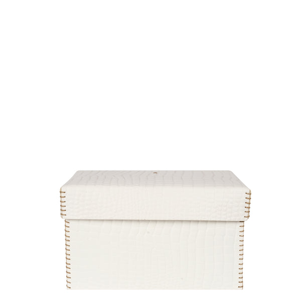 Henry Beguelin Scatola Liscia M Printed Crocodile White