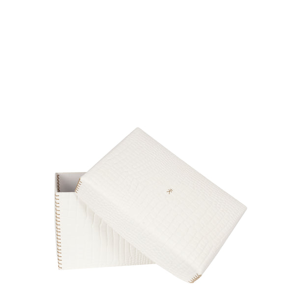 Henry Beguelin Scatola Liscia M Printed Crocodile White
