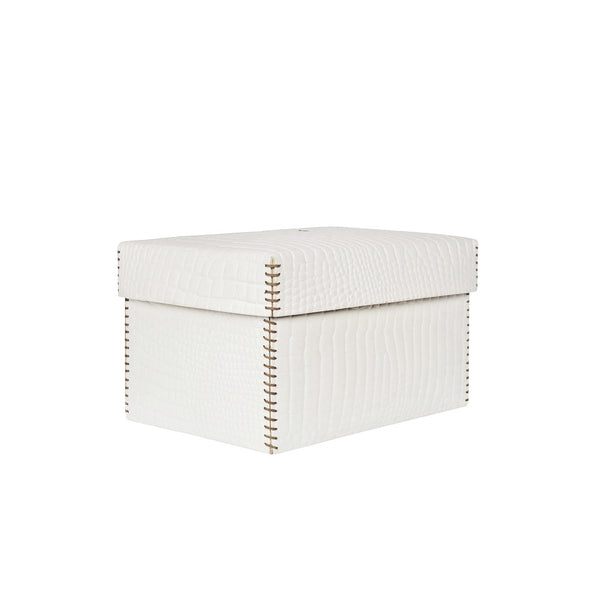 henry beguelin Scatola Liscia M Printed Crocodile White