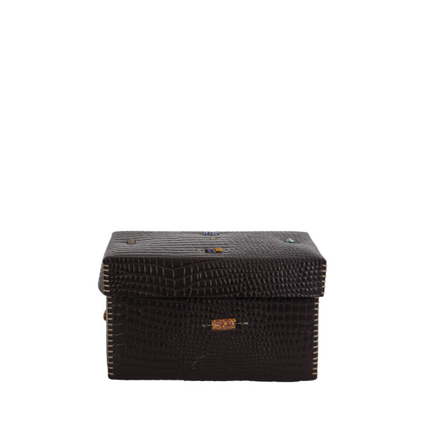 Henry Beguelin Scatola Murrine M Stamped Crocodile Black