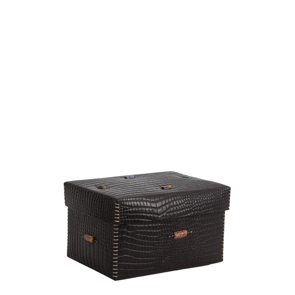 henry beguelin Scatola Murrine M Stamped Crocodile Black