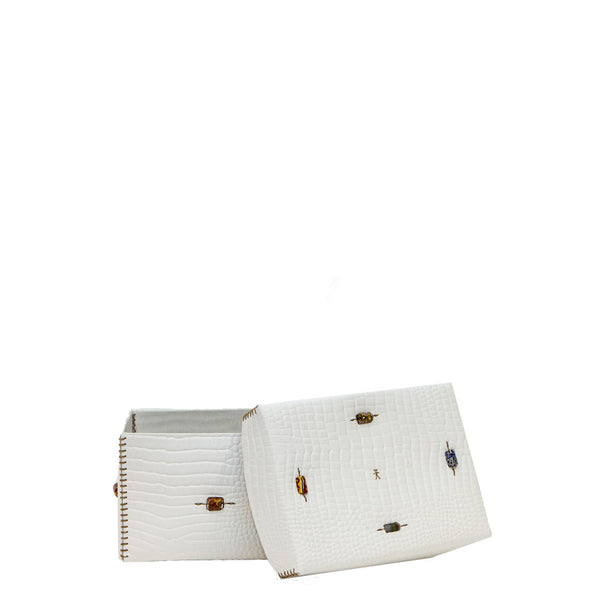 Henry Beguelin Scatola Murrine M Stamped Crocodile White