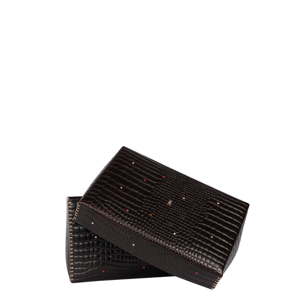 Henry Beguelin Scatola Perline M Printed Crocodile Black