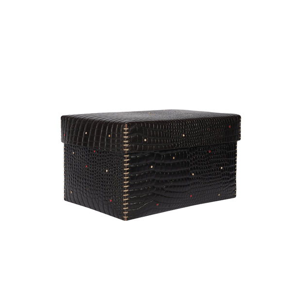 henry beguelin Scatola Perline M Printed Crocodile Black
