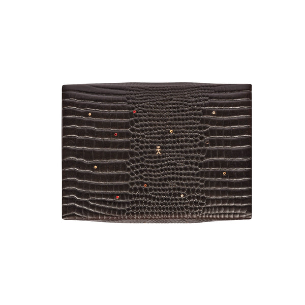 Henry Beguelin Scatola Perline M Printed Crocodile Brown