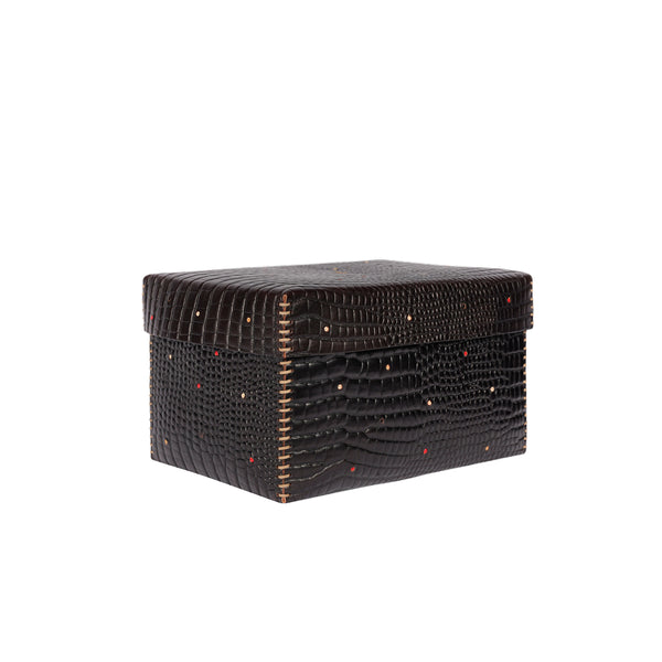 henry beguelin Scatola Perline M Printed Crocodile Brown