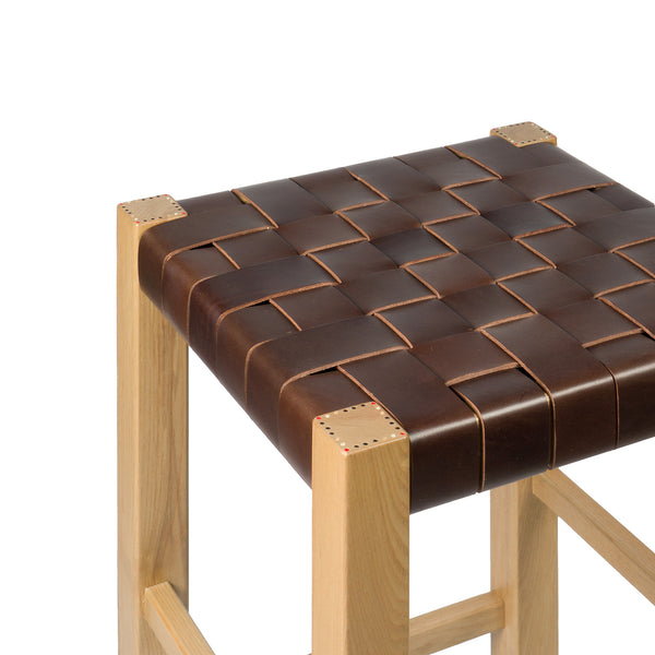 Henry Beguelin Sgabello Nestor Cuoio Incrociato Brown