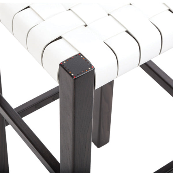 Henry Beguelin Sgabello Nestor Cuoio Incrociato White