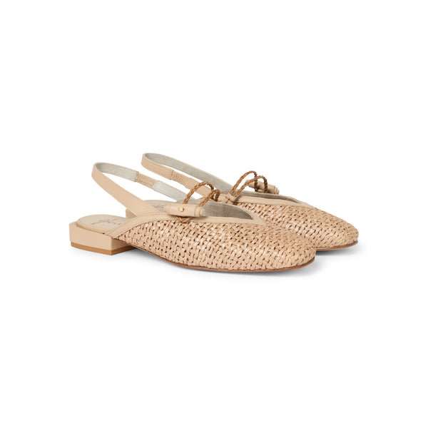 Henry Beguelin Slingback Braided Strap Intreccio Madreperla Beige