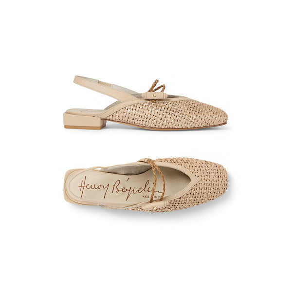 henry beguelin Slingback Braided Strap Intreccio Madreperla Beige