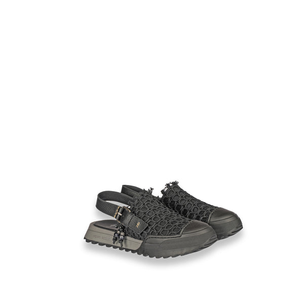 Henry Beguelin Slingback Open-Back Sneakers Uncinetto Black
