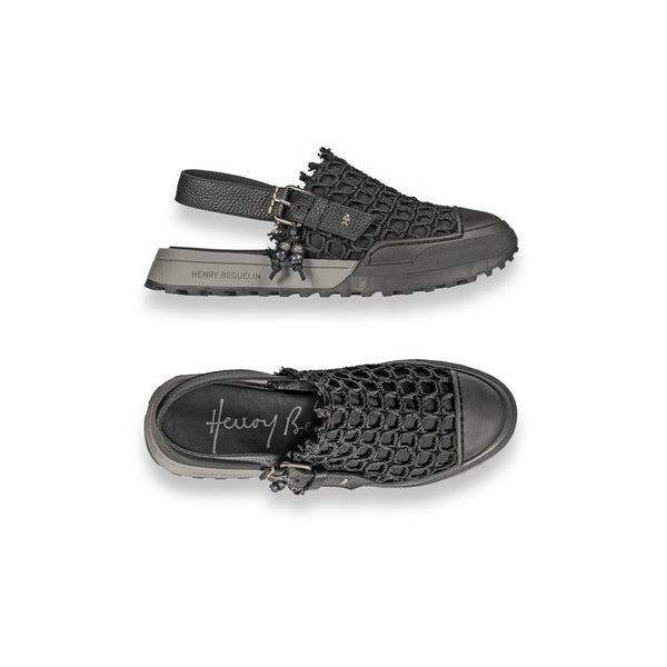 henry beguelin Slingback Open-Back Sneakers Uncinetto Black