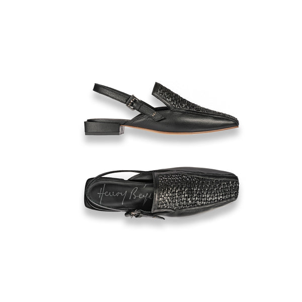 henry beguelin Slingback Weave Woven Madreperla Black