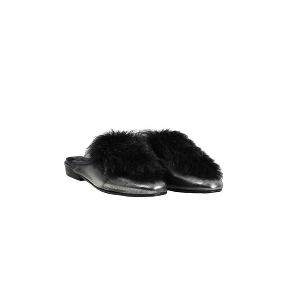 henry beguelin Slipper Fur Hollywood Metal Sport Silver