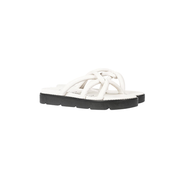 Henry Beguelin Slipper Incrociato Cervo Chalk White