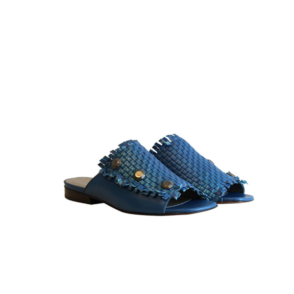 Henry Beguelin Slipper Intreccio Maltinto Laminato Blue