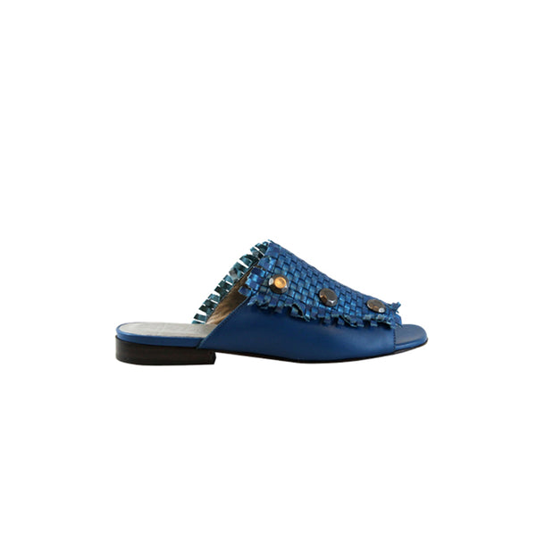 Henry Beguelin Slipper Intreccio Maltinto Laminato Blue