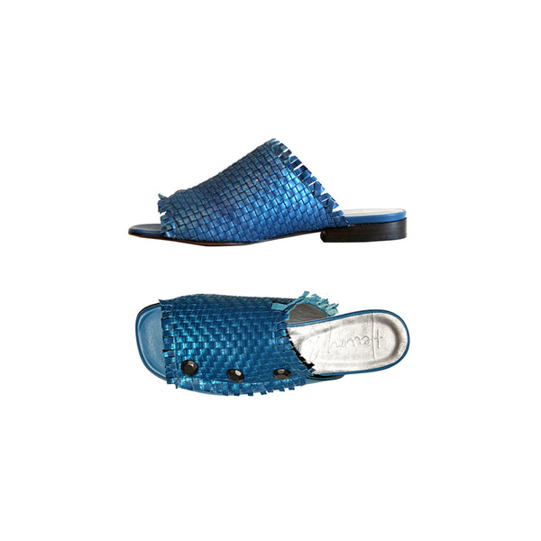 henry beguelin Slipper Intreccio Maltinto Laminato Blue