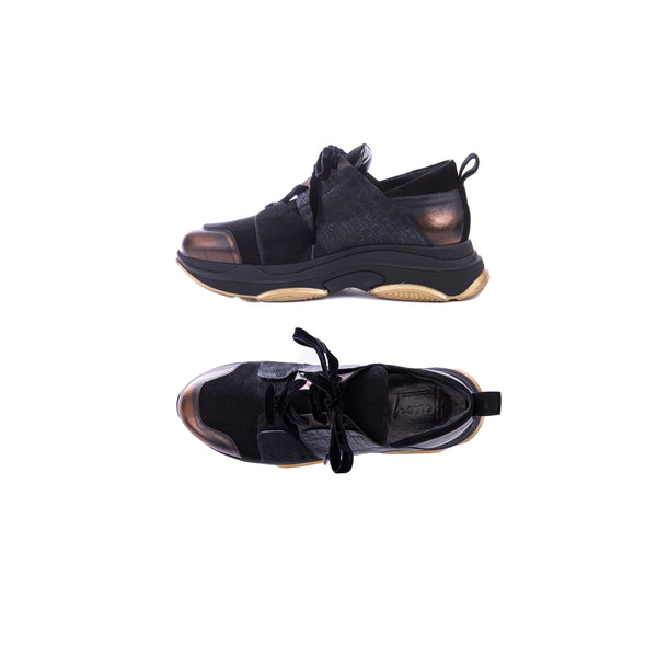 henry beguelin SNEAKER SUEDE STAMPA COCCO LAMINATO Bronze