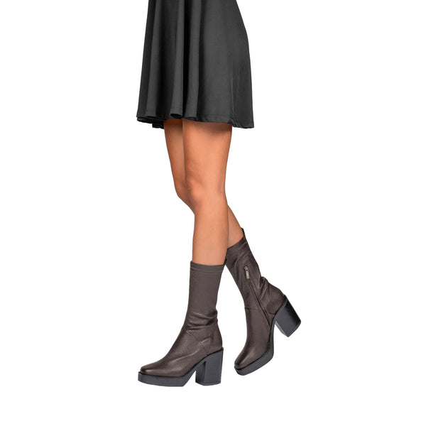 Henry Beguelin Square Toe Bootie Stretch Old Iron Dark Brown