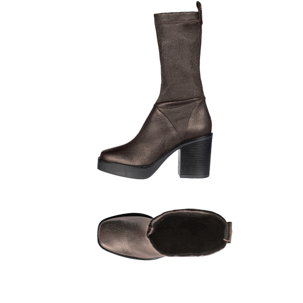 Henry Beguelin Square Toe Bootie Stretch Old Iron Dark Brown