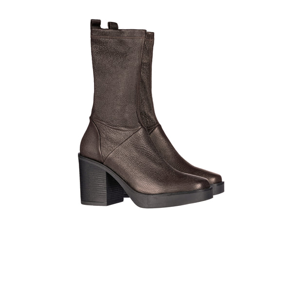 henry beguelin Square Toe Bootie Stretch Old Iron Dark Brown