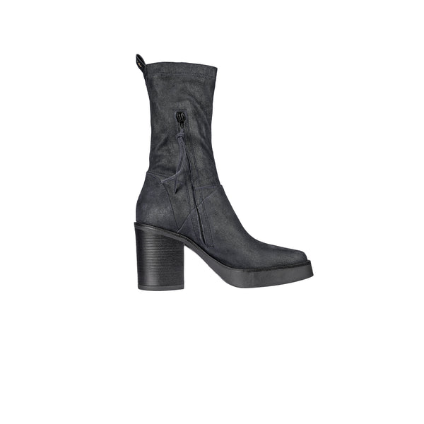 Henry Beguelin Square Toe Bootie Stretch Suede Deep Blue