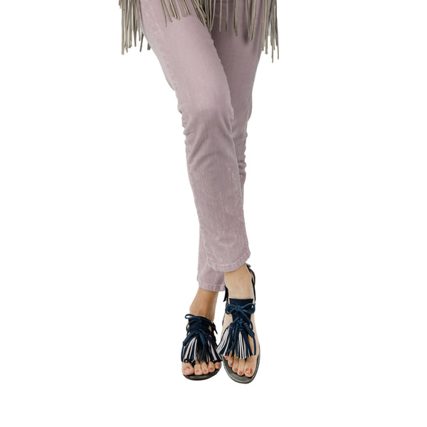 Henry Beguelin Thong Sandal Nappine Suede Deep Blue