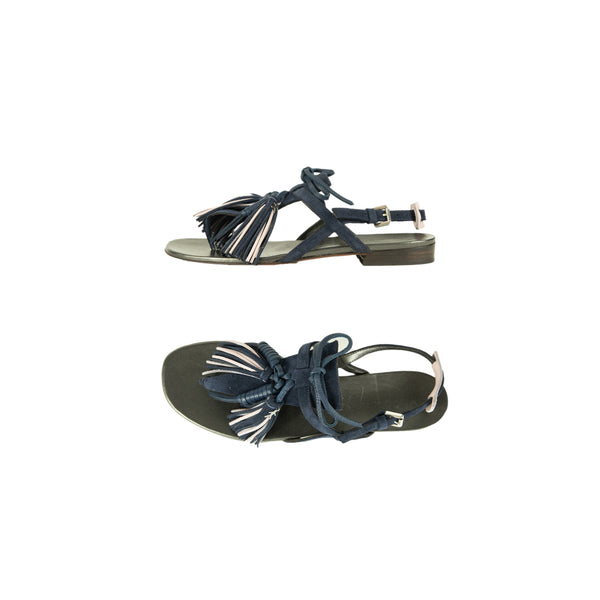Henry Beguelin Thong Sandal Nappine Suede Deep Blue