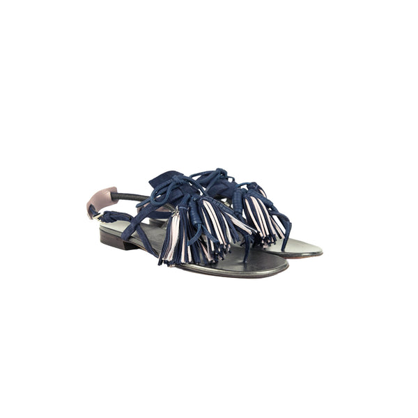 henry beguelin Thong Sandal Nappine Suede Deep Blue