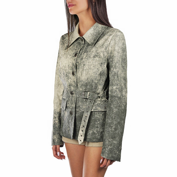 Henry Beguelin Vintage Leather Jacket Military Green