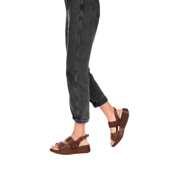 Henry Beguelin Wedge Sandal Intreccio Madreperla Brandy