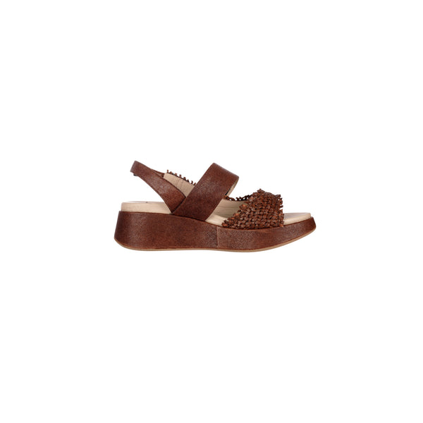 Henry Beguelin Wedge Sandal Intreccio Madreperla Brandy