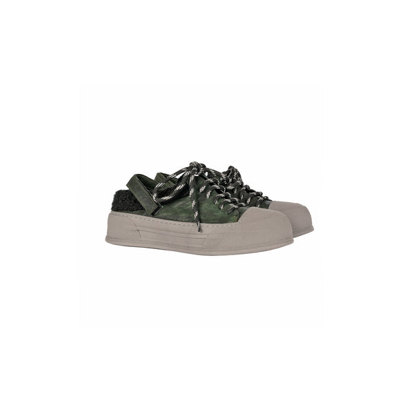 Henry Beguelin Wool Sabot Sneaker Grattato Forest Green